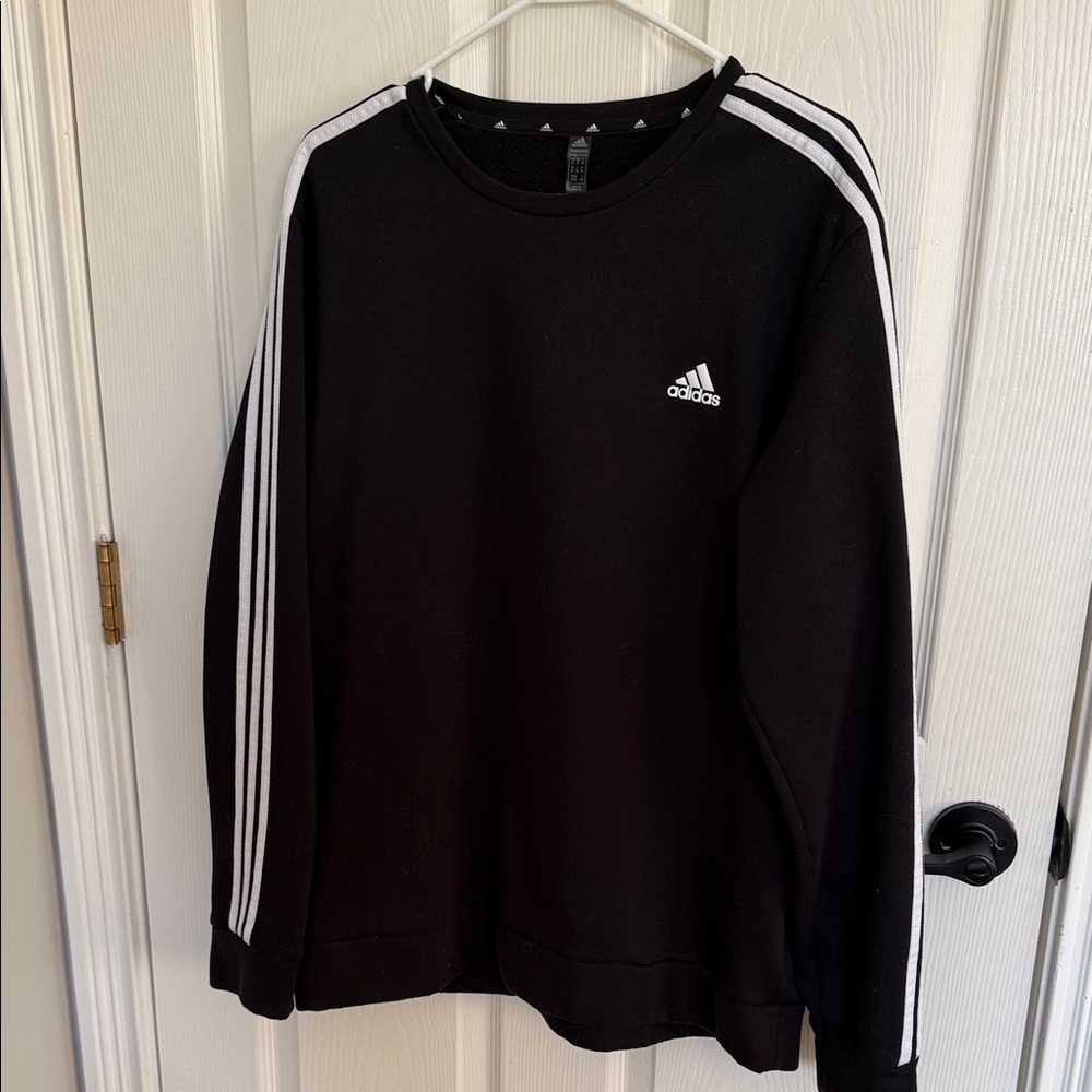 Adidas Women's Black Sweatshirt with White Stripes